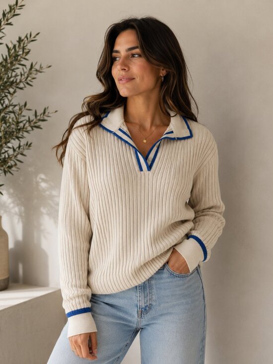 SANCIA Sweaters - Sancia ‘the Atalie’ White Knit Top Sweater Preppy Knit Fisherman Size L